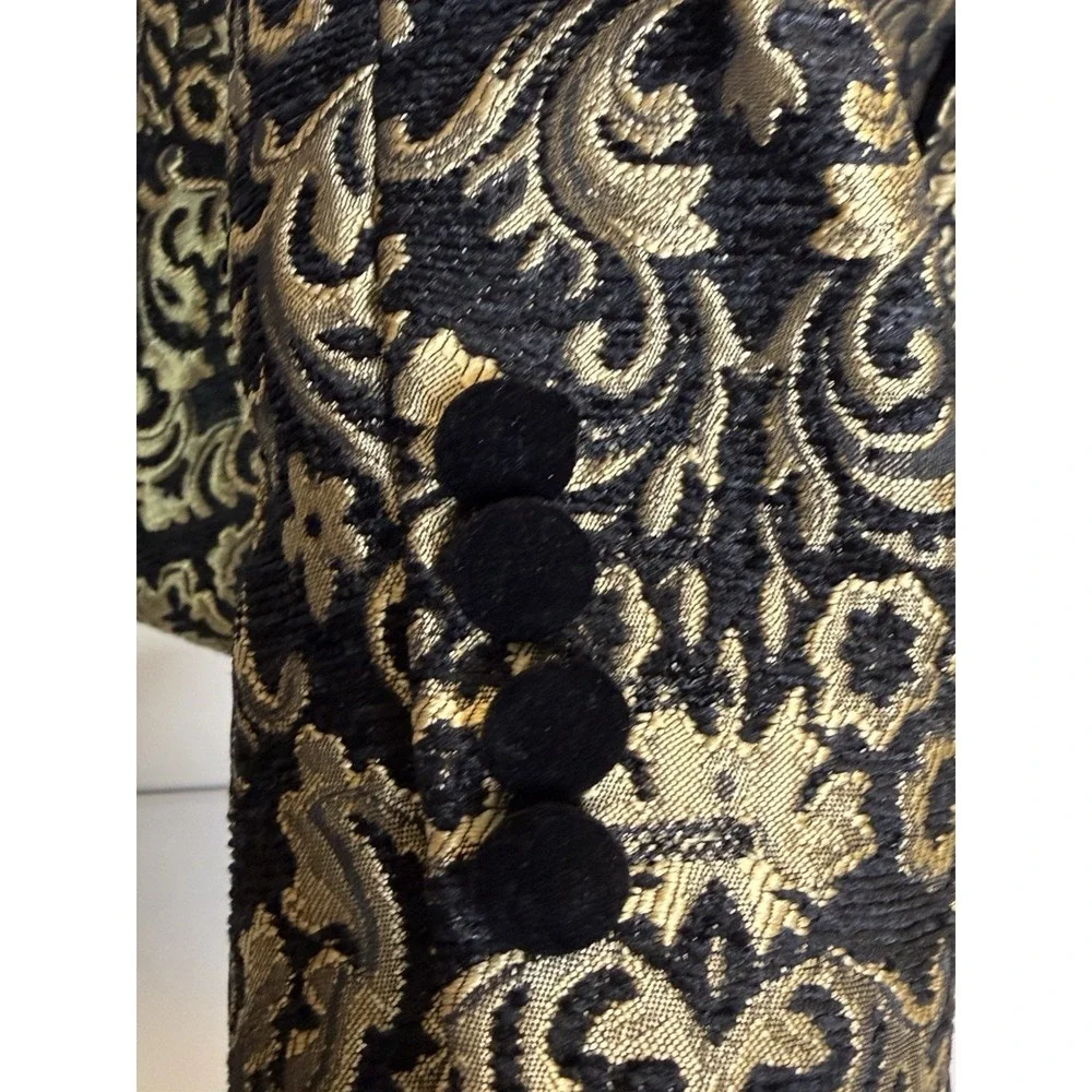 Kent‎ & Park Black and Gold Fleur De Lis Suit Jacket and Vest Mens 42R Italy